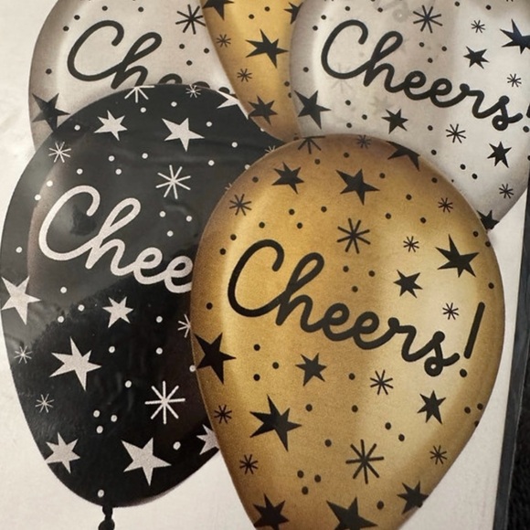 Gold, Silver, and Black Cheers Balloons Bundle (11 inch) - Picture 1 of 6